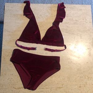 Red velvet high waisted bikini
